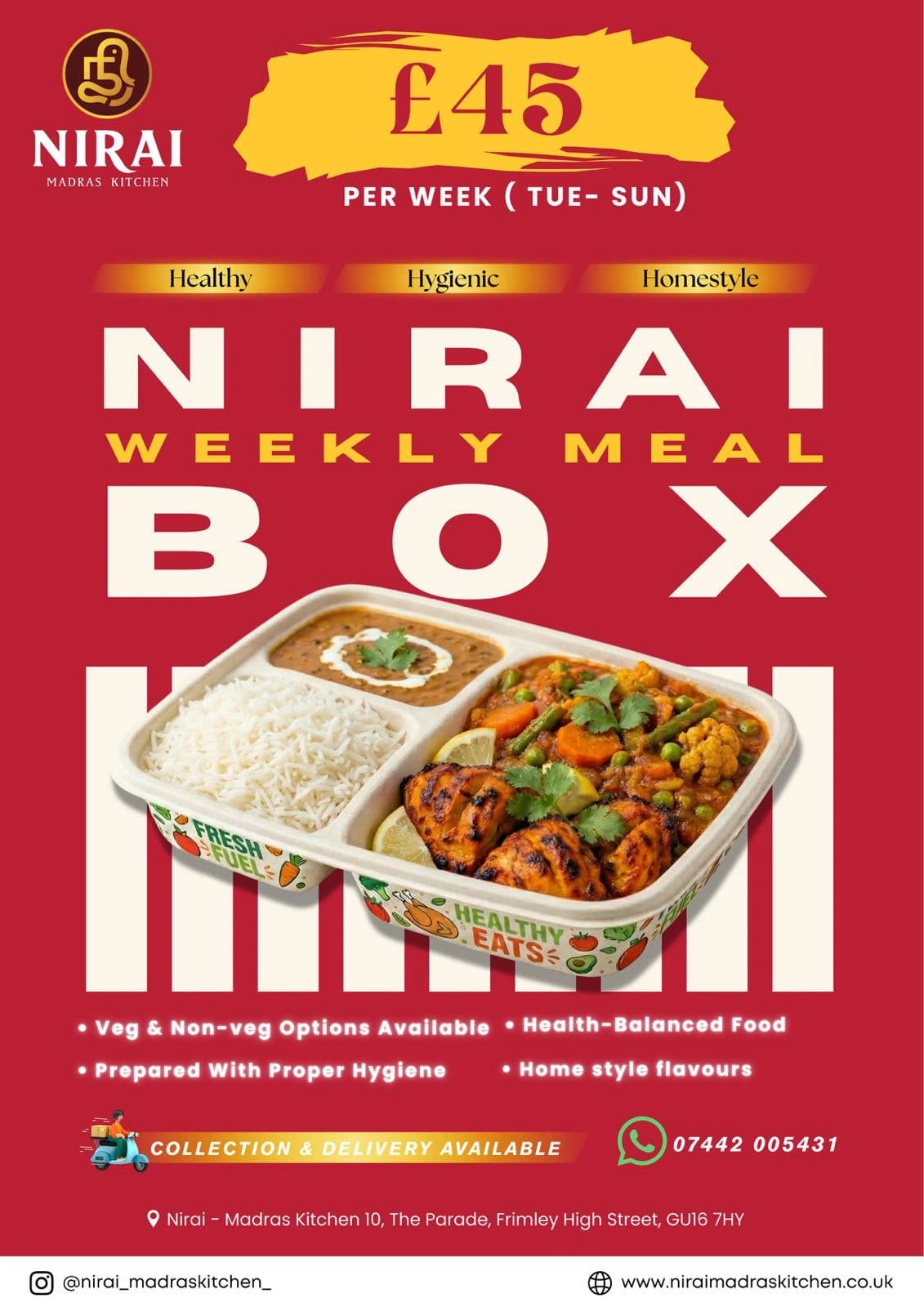 NIRAI Weekly Meal Box - Fresh, nutritious home-style food